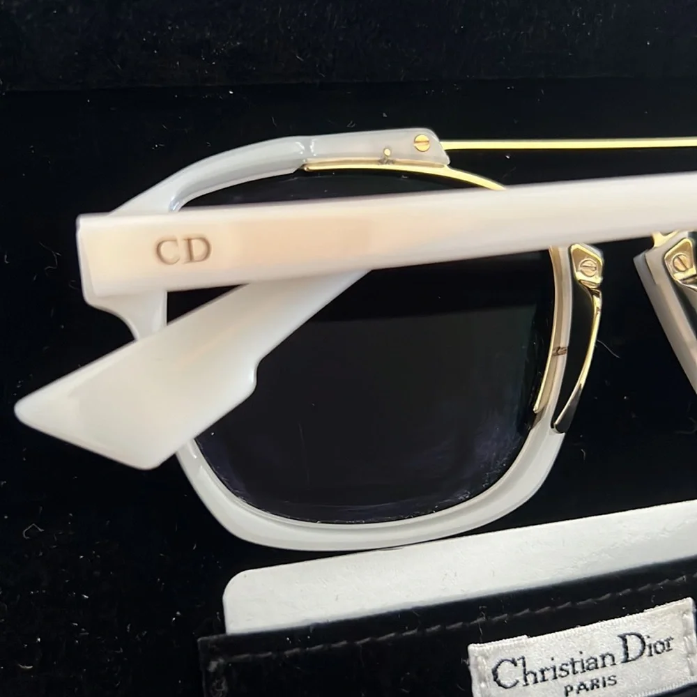 Christian Dior Abstract Aviator Sunglasses Pink Lens Milk/Gold Frame with Case - Picture 5 of 9